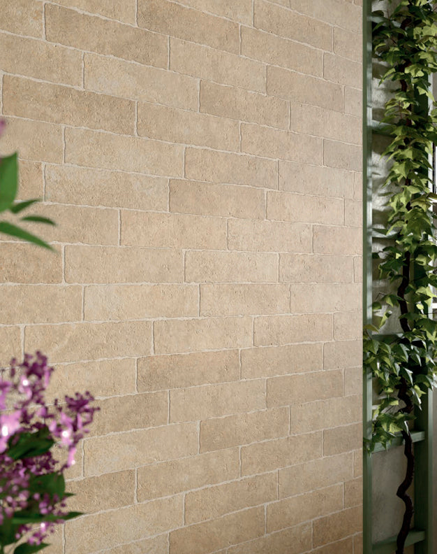 Alnwick Beige Distressed Edge Porcelain Brick Tiles | Quorn Stone