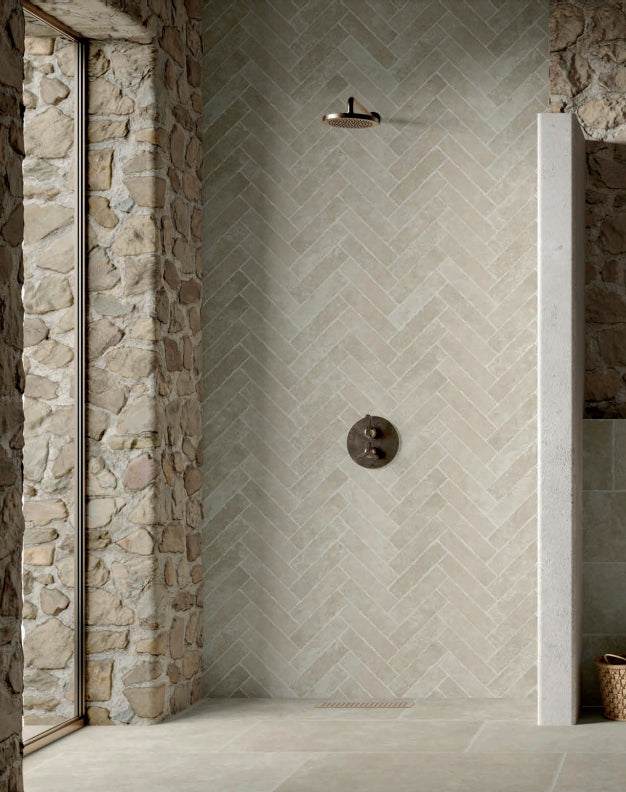 Alnwick Ivory Distressed Edge Porcelain Brick Tiles