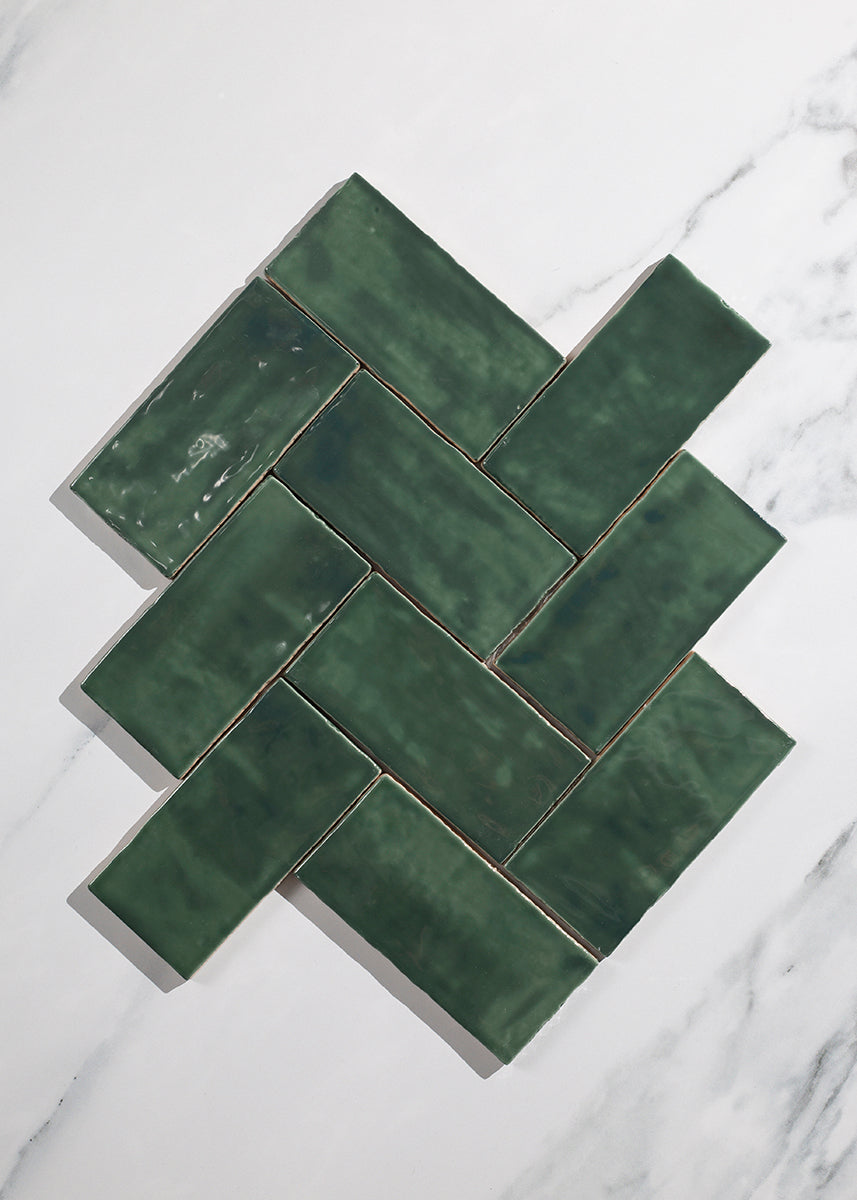 Job Lot 2.04m2 - Arta Emerald Gloss Brick Tiles