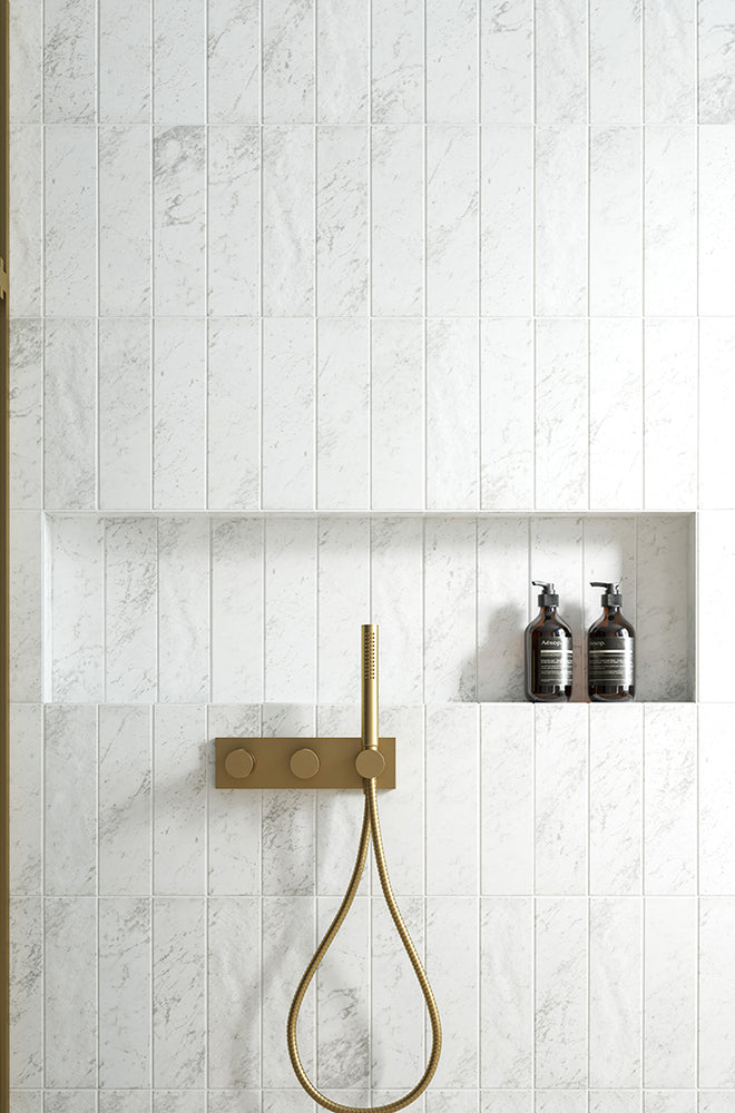 Berrittini Carrara Marble Effect Metro Tiles