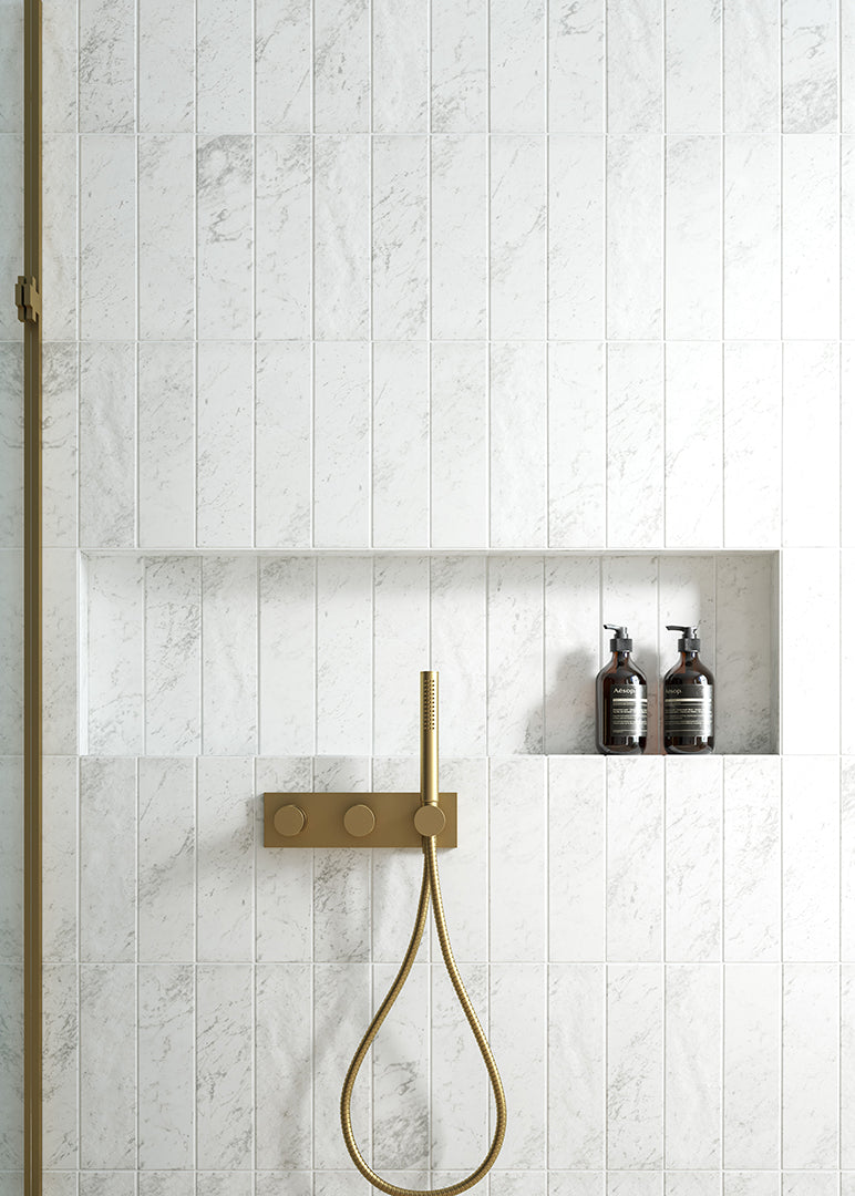 Berrittini Carrara Marble Effect Metro Tiles