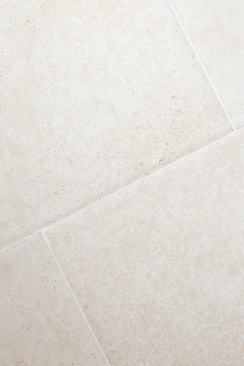 Biella White Travertine Effect Porcelain Tiles