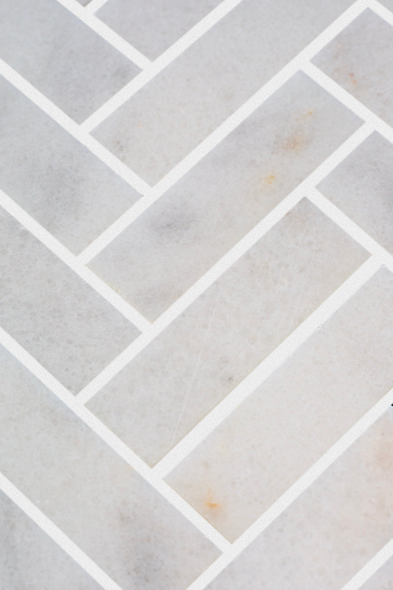 Carrara Bianco Honed Marble Herringbone Mosaic