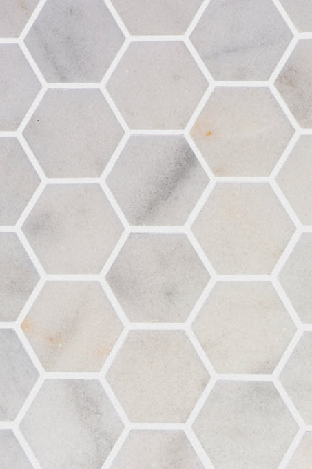 Carrara Bianco Honed Marble Hexagon Mosaic