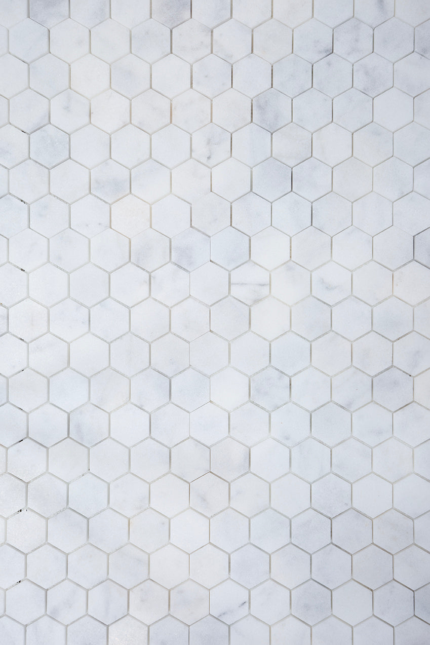 Carrara Bianco Honed Marble Hexagon Mosaic