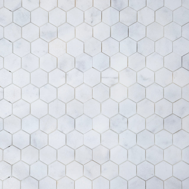 Carrara Bianco Honed Marble Hexagon Mosaic