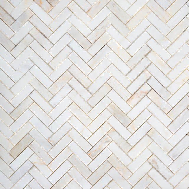 Carrara Oro Honed Marble Herringbone Mosaic