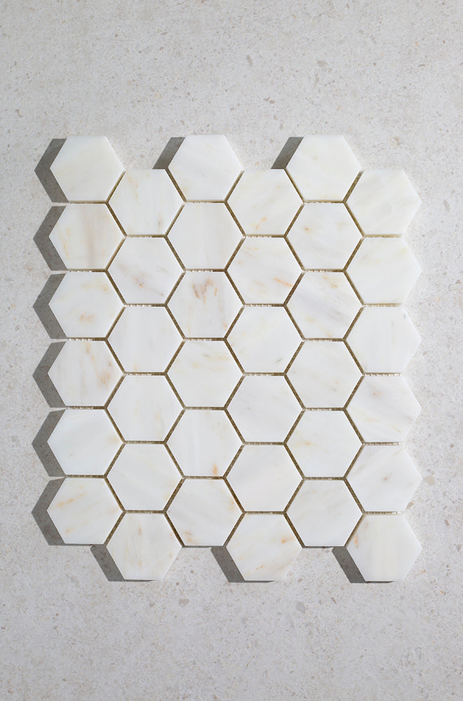 Carrara Oro Honed Marble Hexagon Mosaic