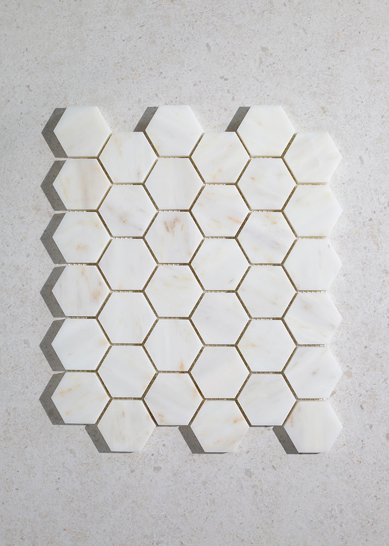 Carrara Oro Honed Marble Hexagon Mosaic