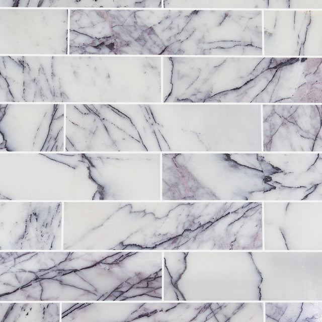 Carrara Viola Dusk Honed Marble Metro Tiles