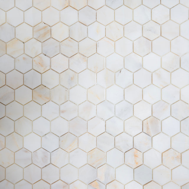 Carrara Oro Honed Marble Hexagon Mosaic