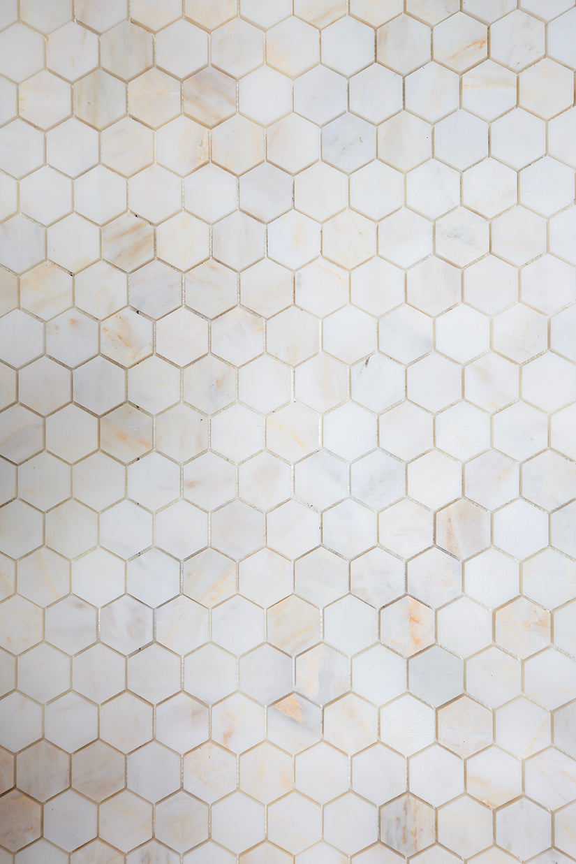 Carrara Oro Honed Marble Hexagon Mosaic