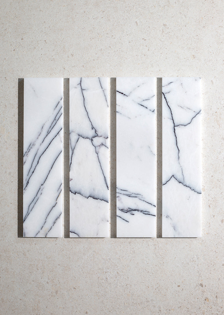 Carrara Viola Honed Marble Metro Tiles