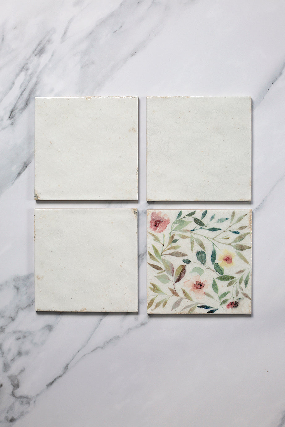 Flora Wild Meadow Crackle Glaze Decorative Tiles