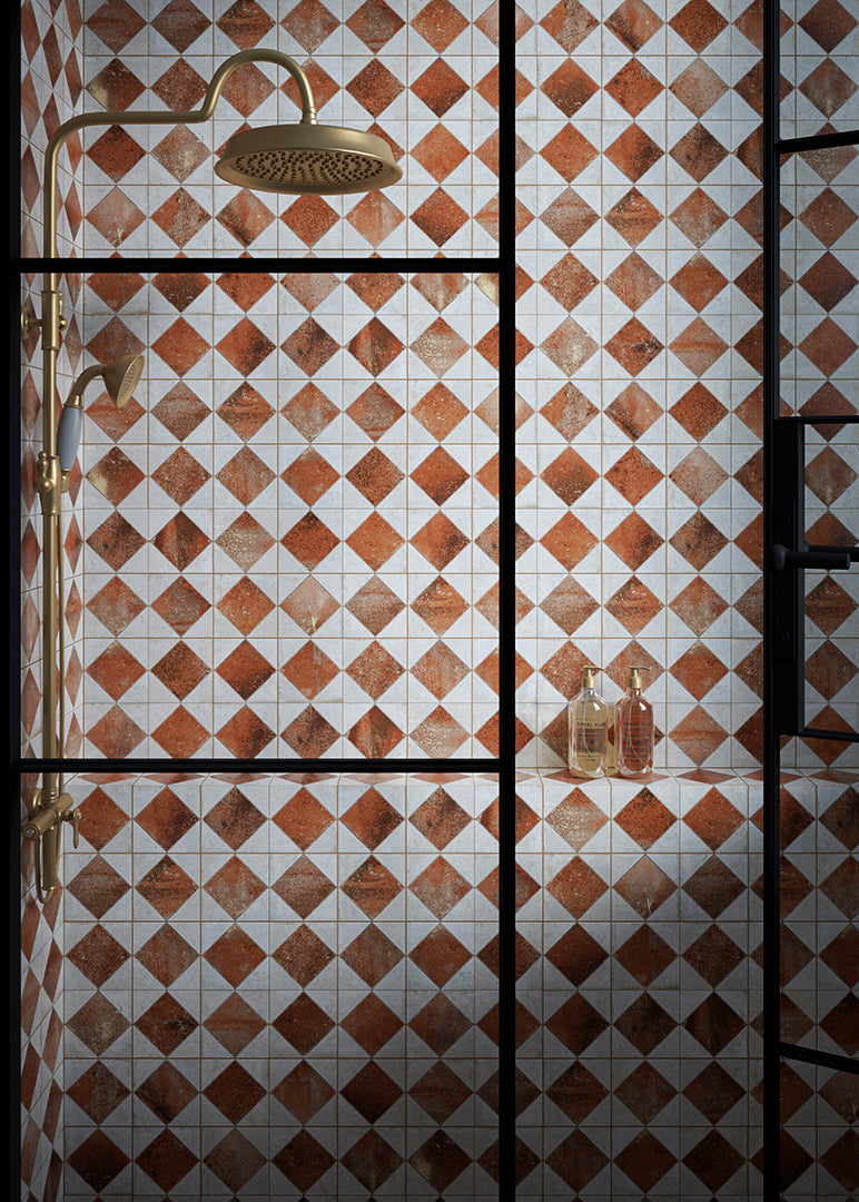 Julieta Autumn Red Chequered Tiles