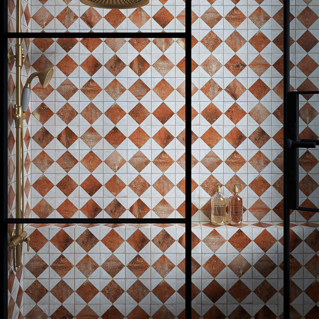 Julieta Autumn Red Chequered Tiles