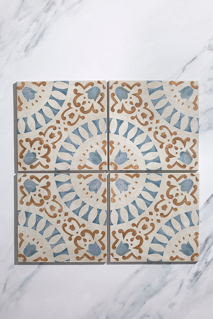 Luna Blue Decorative Patterned Tiles