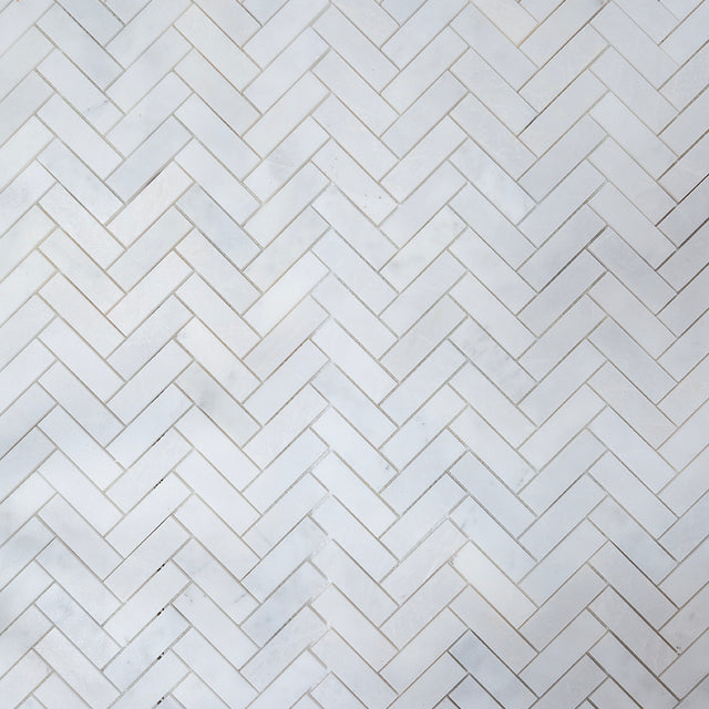 Mont Blanc Honed Marble Herringbone Mosaic