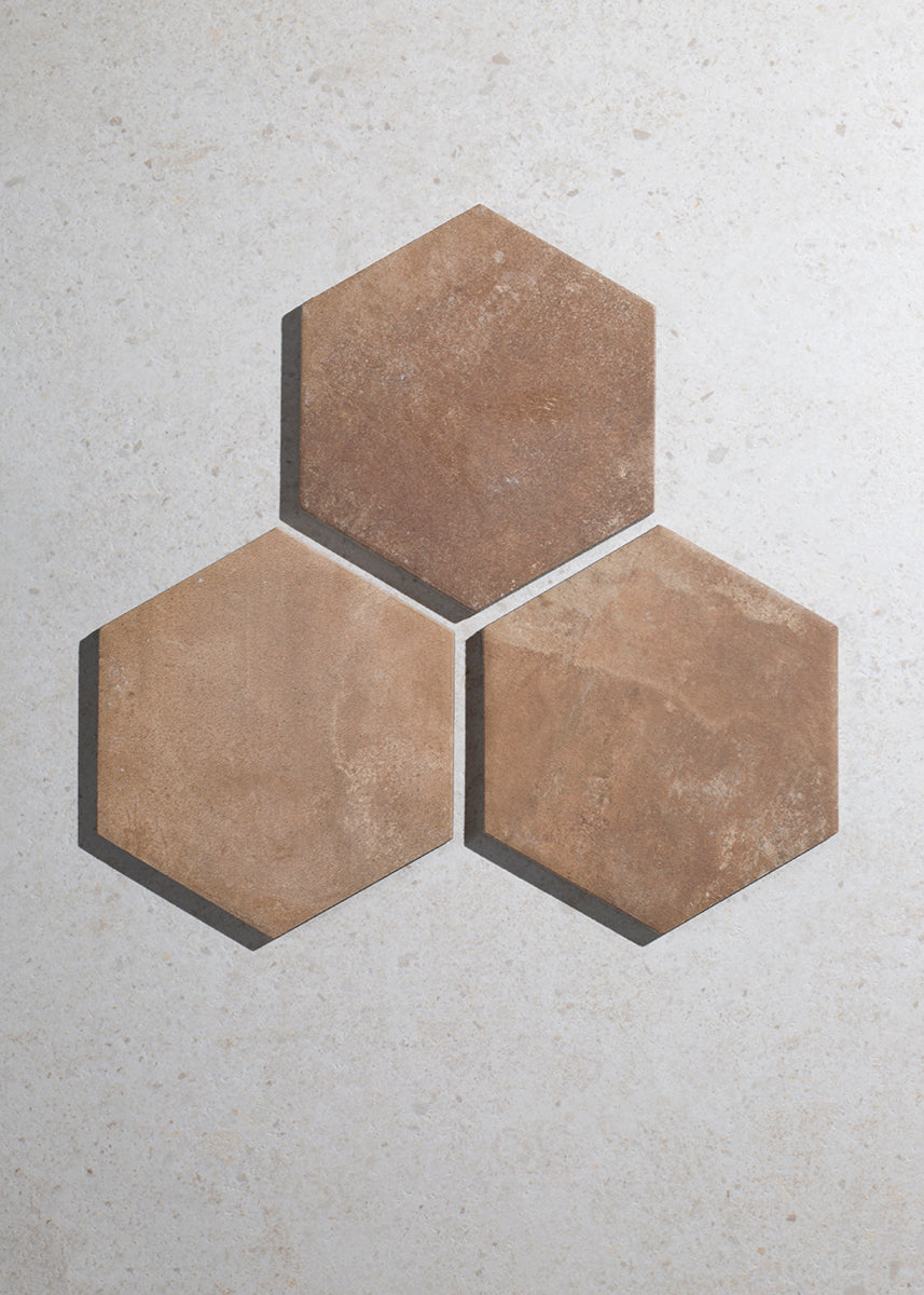 Oliva Rojo Hexagon Terracotta Effect Tiles