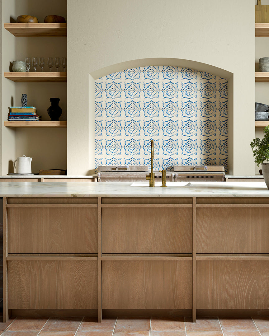 Pamplona Blanco Patterned Kitchen Splashback Tiles