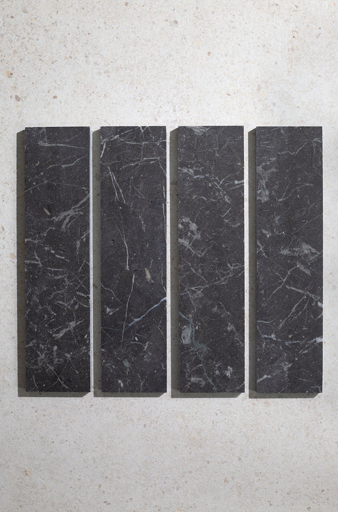 Riviera Black Honed Marble Metro Tiles