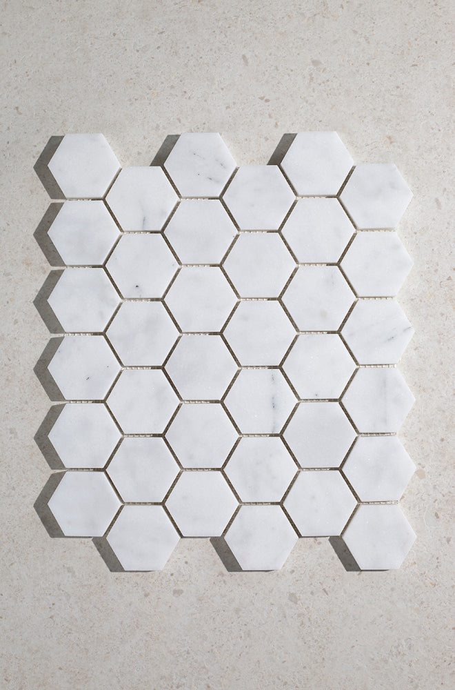 Mont Blanc Honed Marble Hexagon Mosaic