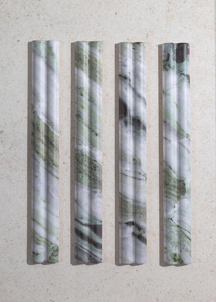 Zanetti Jade Green Marble Effect Fluted Tiles