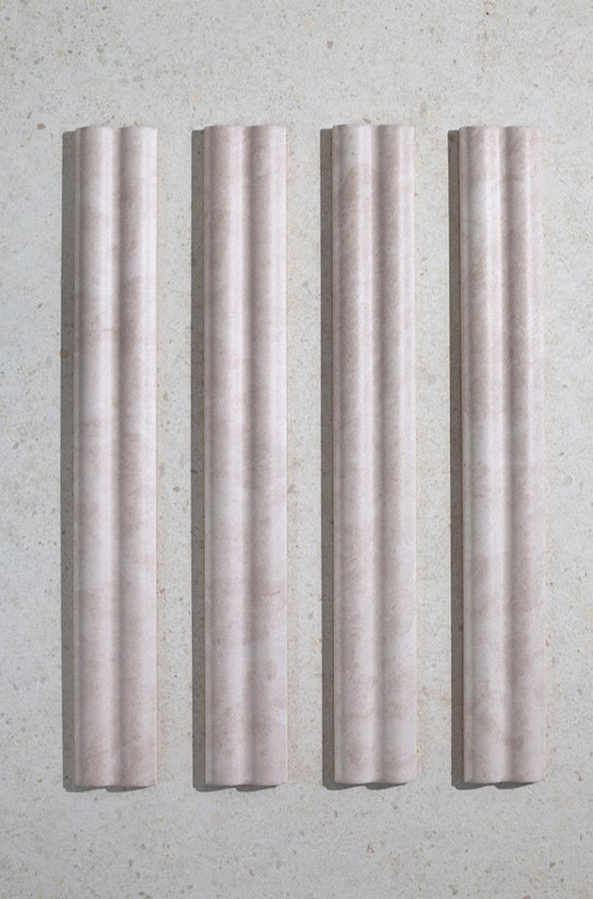 Zanetti Cloud Pink Marble Effect Fluted Tiles