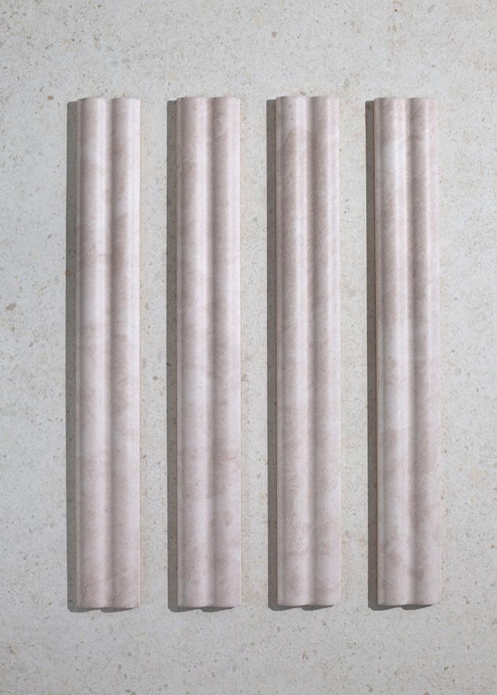 Zanetti Cloud Pink Marble Effect Fluted Tiles | Quorn Stone