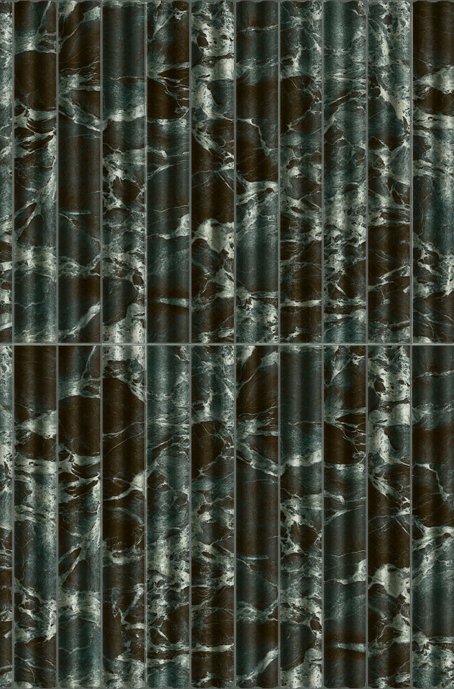 Zanetti Amazon Green Marble Effect Fluted Tiles