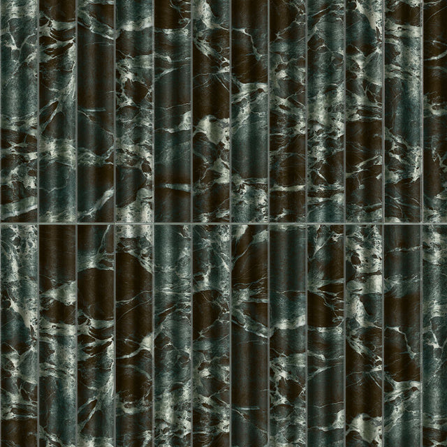 Zanetti Amazon Green Marble Effect Fluted Tiles