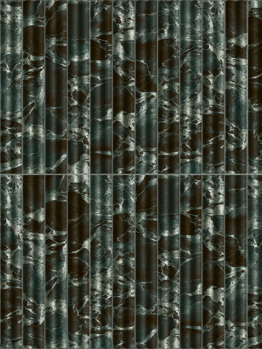 Zanetti Amazon Green Marble Effect Fluted Tiles