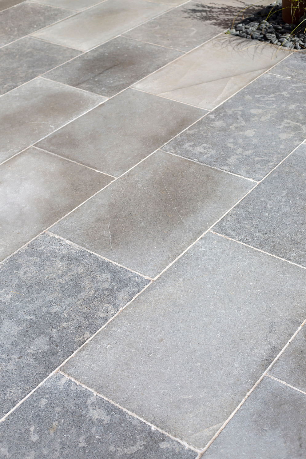 Farrow Grey Tumbled Limestone Paving Close Up