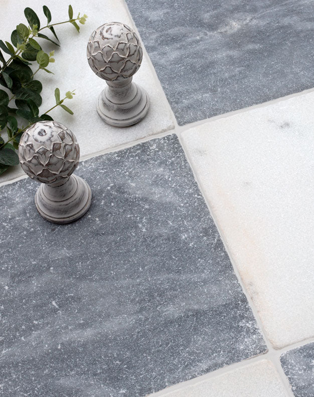 Parisian Chequerboard Tumbled Marble Tiles